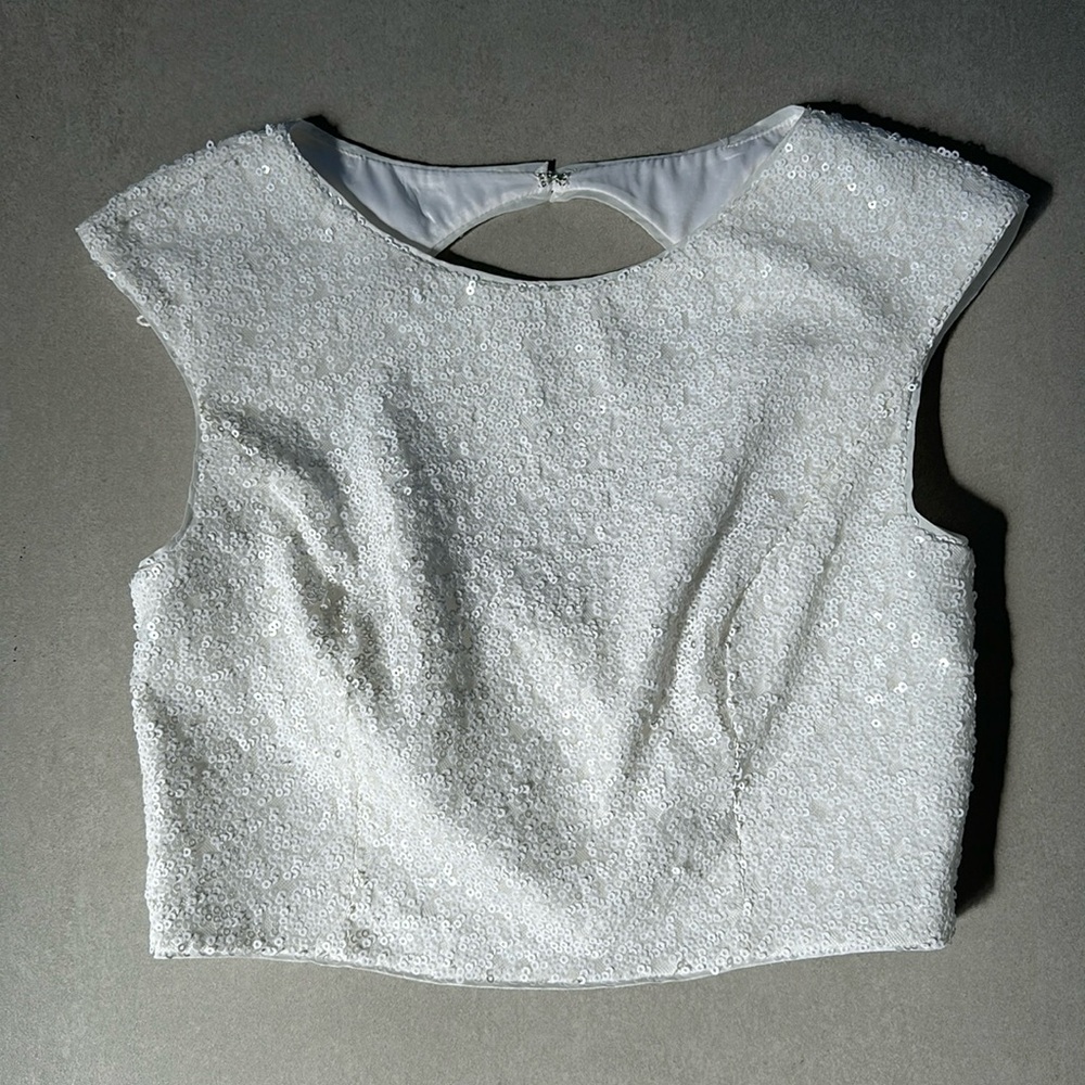 Aidan Mattox  White Sequin Crop Top in size 6